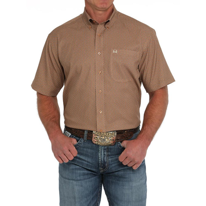 Men's Brown Print Arenaflex Short Sleeve Shirt