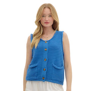 Women's Blue Fashion Button Vest
