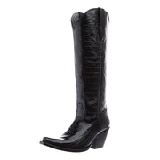 Women's Casanova Black Patent Leather Crocodile Print Boot