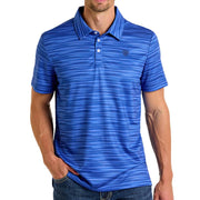 Men's Blue Striated Printed Polo
