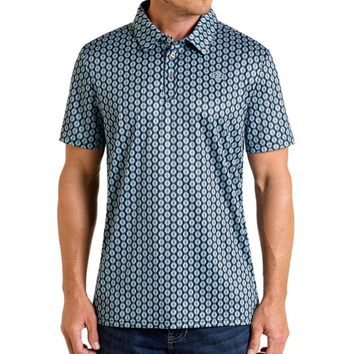 Men's Black Mini Aztec Polo