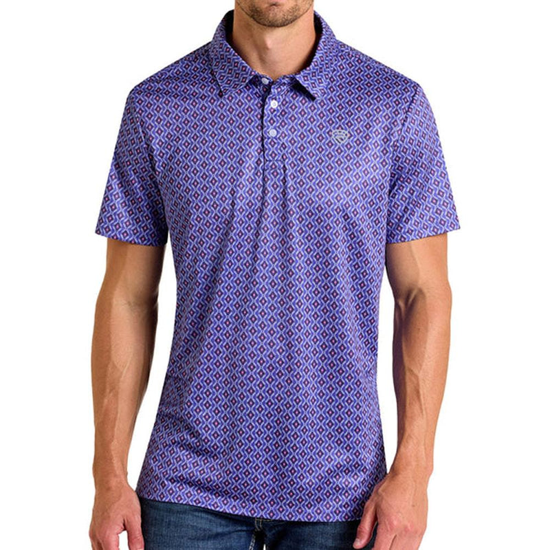 Men's Purple Mini Aztec Polo