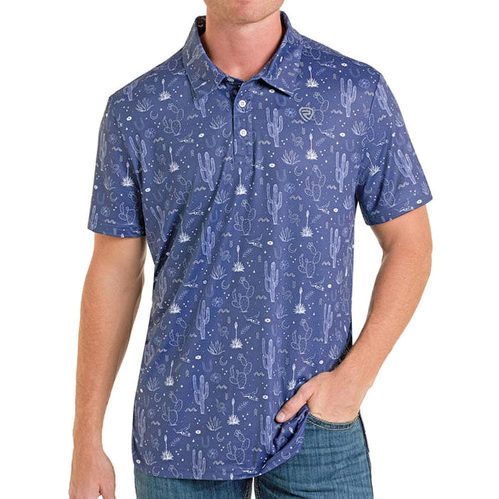 Men's Navy Cactus Print Polo