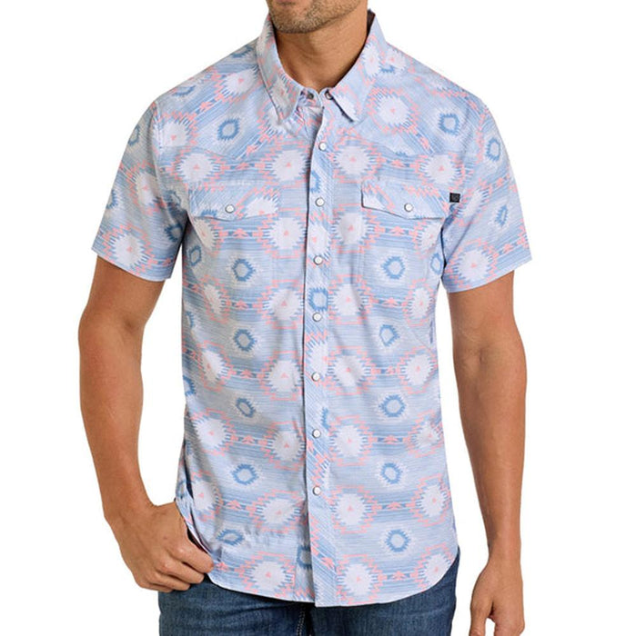 Men's Blue Aztec Print Tek Shirt
