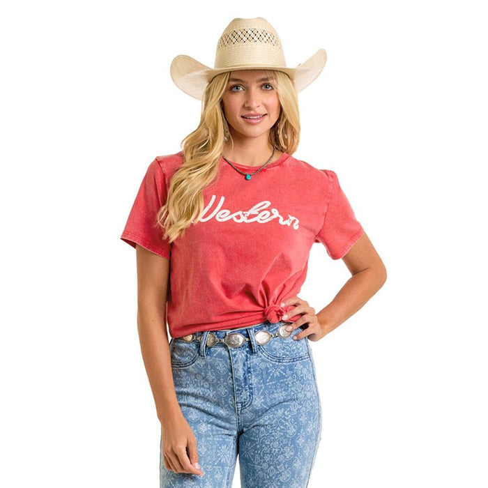 Women's Red Western Graphic Tee