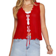 Women's Red Sleeveless Sweater Vest