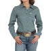 Women's Blue Printed Button Down