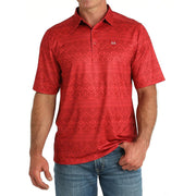 Men's Red Aztec Print Polo
