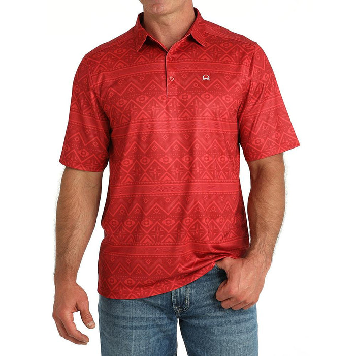 Men's Red Aztec Print Polo