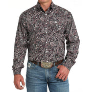 Men's Pink Paisley Long Sleeve Button Shirt
