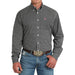 Men's Grey Print Long Sleeve Button Shirt