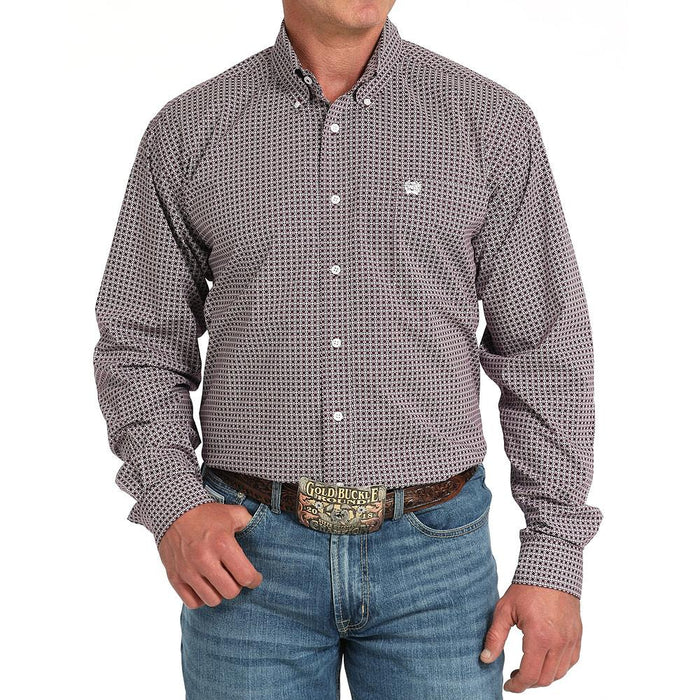 Men's Purple Print Long Sleeve Button Shirt