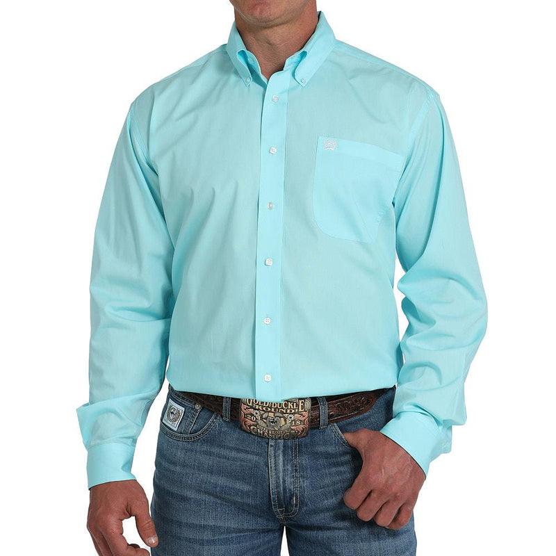 Men's Turquoise Long Sleeve Button Shirt