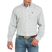 Men's White Print Long Sleeve Button Shirt