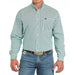 Men's Turquoise Print Long Sleeve Button Shirt