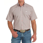 Men's Pink Print Short Sleeve Shirt