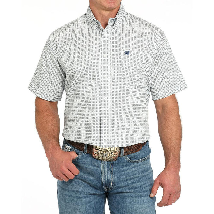 Men's White Print Short Sleeve Shirt