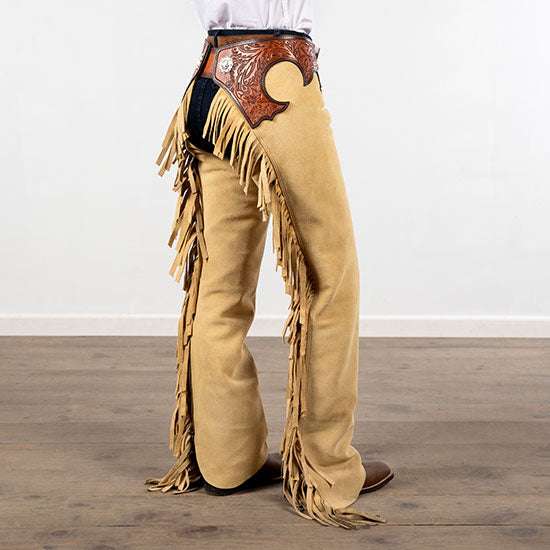Beige Suede Tooled Chaps