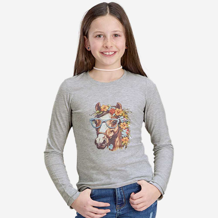 Girls' Floral Horse Top