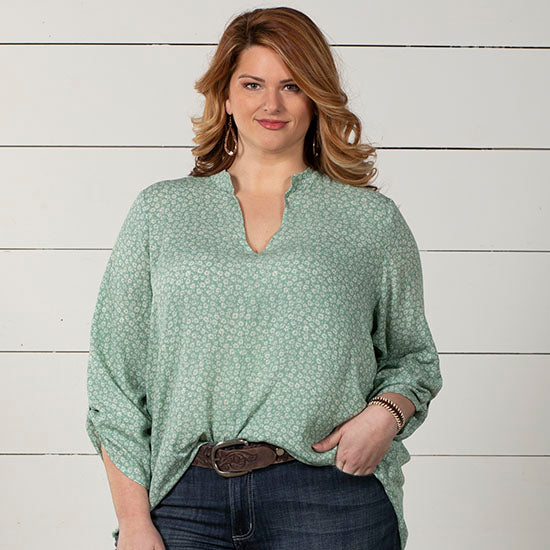 Dusty Mint Zinnia Plus Top