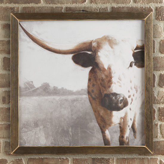 Levi Longhorn 25x25 Wood Framed Art