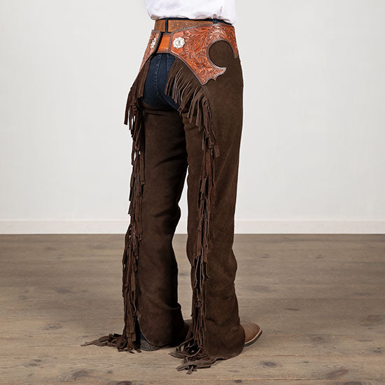 Chocolate Suede Tooled Chaps