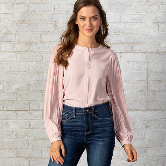 Pleated Pink Top