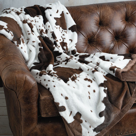 Cozy Faux Fur Cowhide Throw