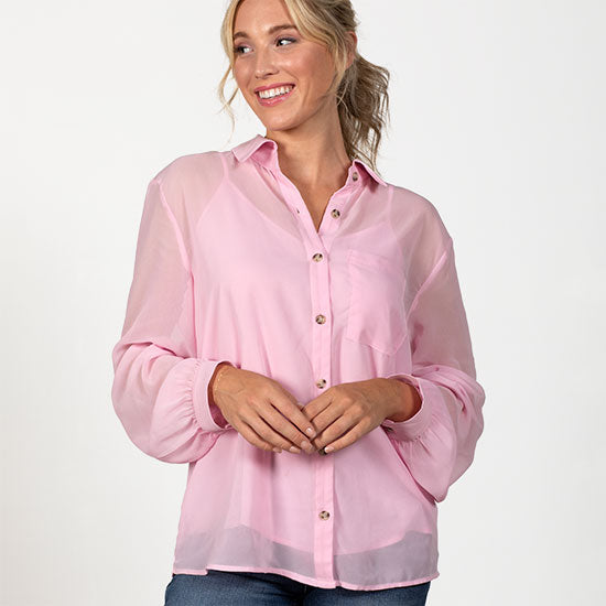 Country Grace Blush Button Down Top