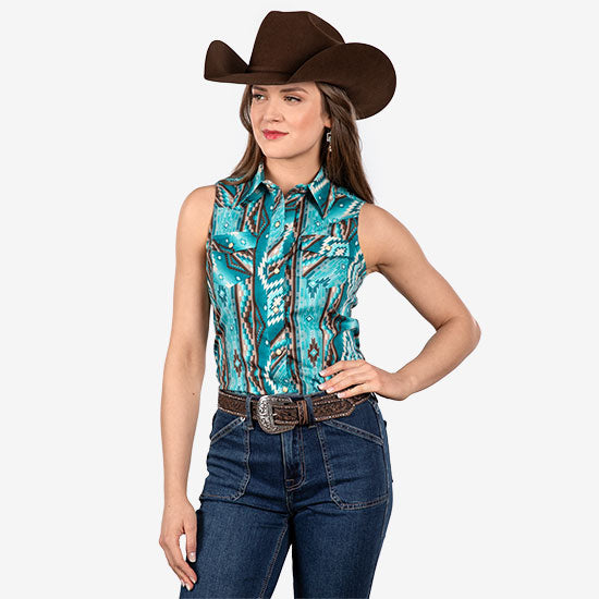 & Denim Ocean Aztec Top