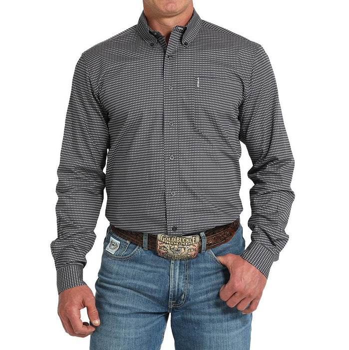 Men's Grey Modern Fit Long Sleeve Button Shirt
