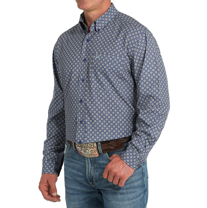 Men's Blue ArenaFlex Long Sleeve Button Shirt