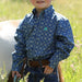 Boy's Toddler Blue Print Long Sleeve Button Shirt