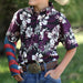 Boy's Purple Floral ArenaFlex Long Sleeve Button Shirt