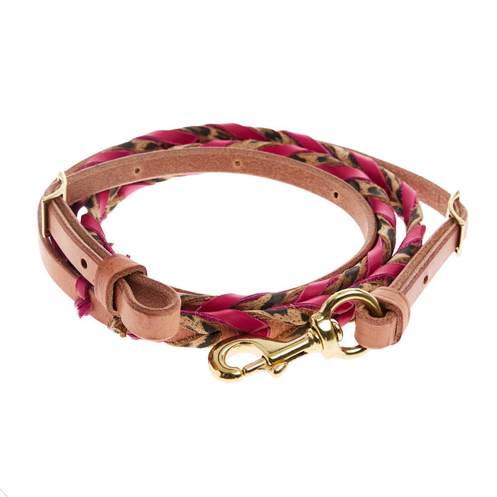 Fuchsia and Leopard Laced Barrel Reins