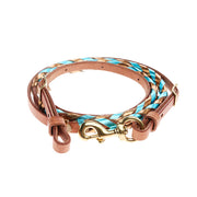 Metallic Bronze and Metallic Turquoise Laced Barrel Reins
