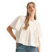 Wom White Pleated Short Sleeve