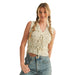 Wom Dusty Blue Floral Top