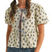 Wom Ivory Floral Tie Front Top