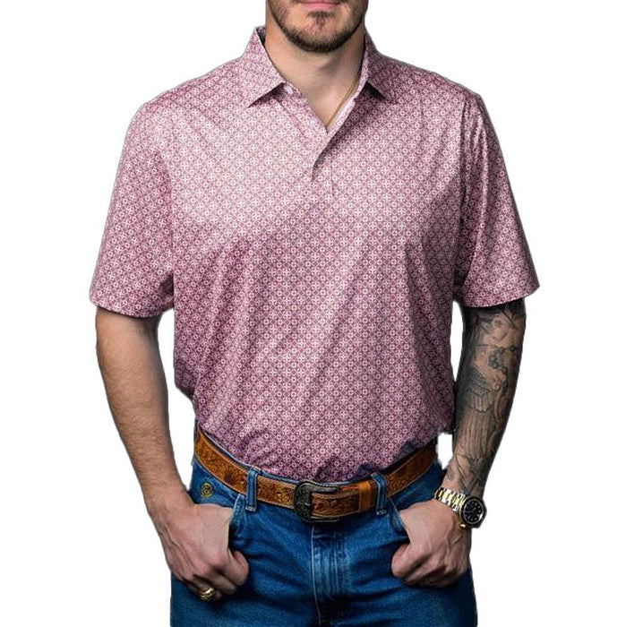 Men's Red Print Polo
