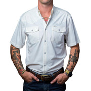 Men's White Vented Pearl Snap Shirt