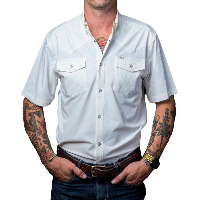 Men's White Vented Pearl Snap Shirt