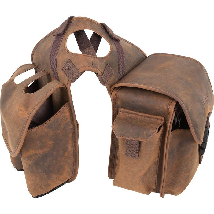Distressed Leather Medium Horn Bag