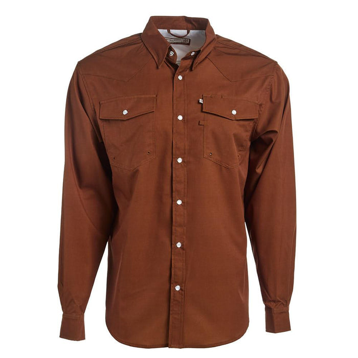 Men's Tan Long Sleeve Snap Shirt