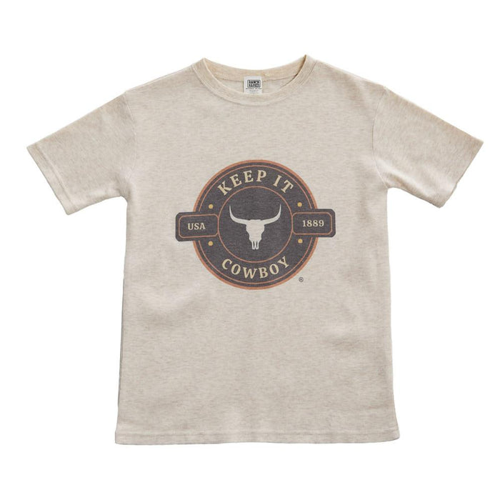 Boy's Oatmeal Keep It Cowboy Short Sleeve Tee Shirt