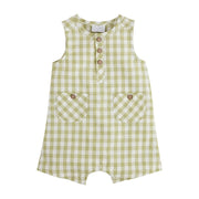 Boy's Green Gingham Shortall