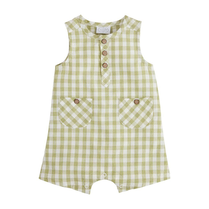 Boy's Green Gingham Shortall
