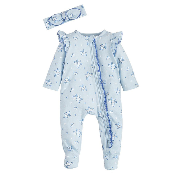 Girl's Blue Ditsy Floral Sleeper