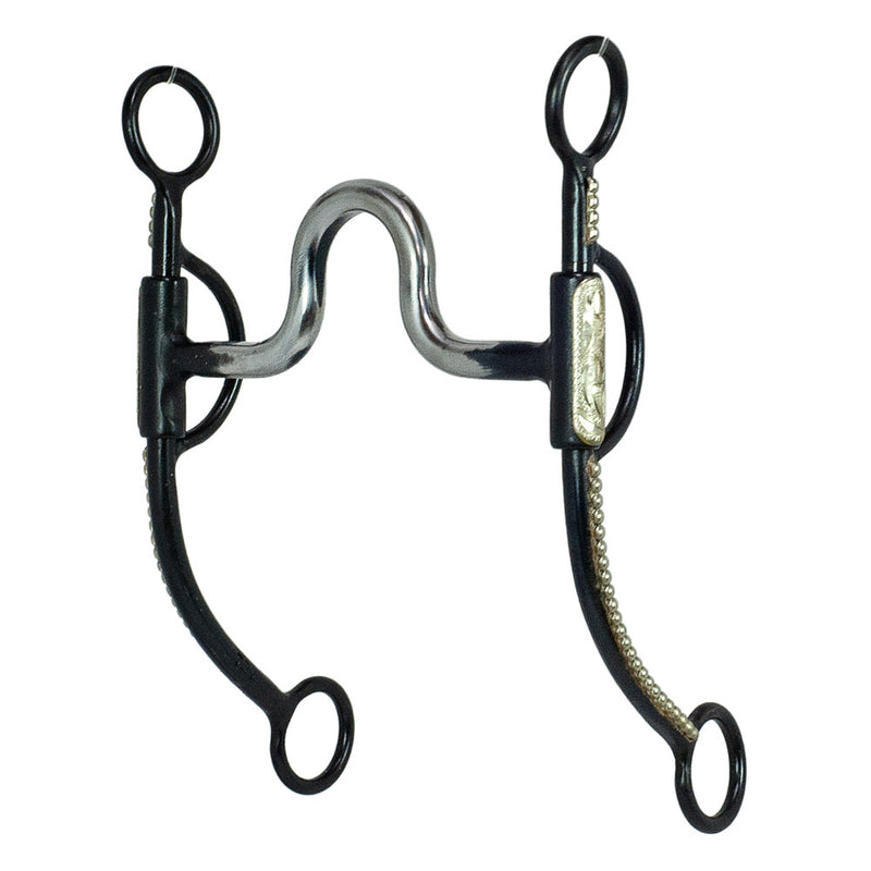 Dotted Black Steel Shank Round High Port Bit