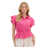 Women's Pink Ruffle Top